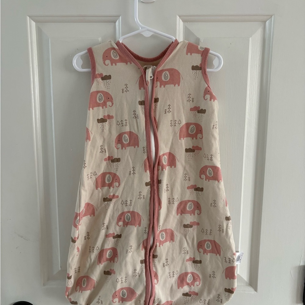Elephant Print Sleep Sack - Pink and Cream